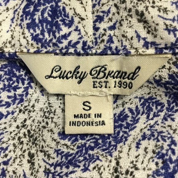 Lucky Brand Blue White Blouse Tunic with Tie Small - Picture 4 of 4